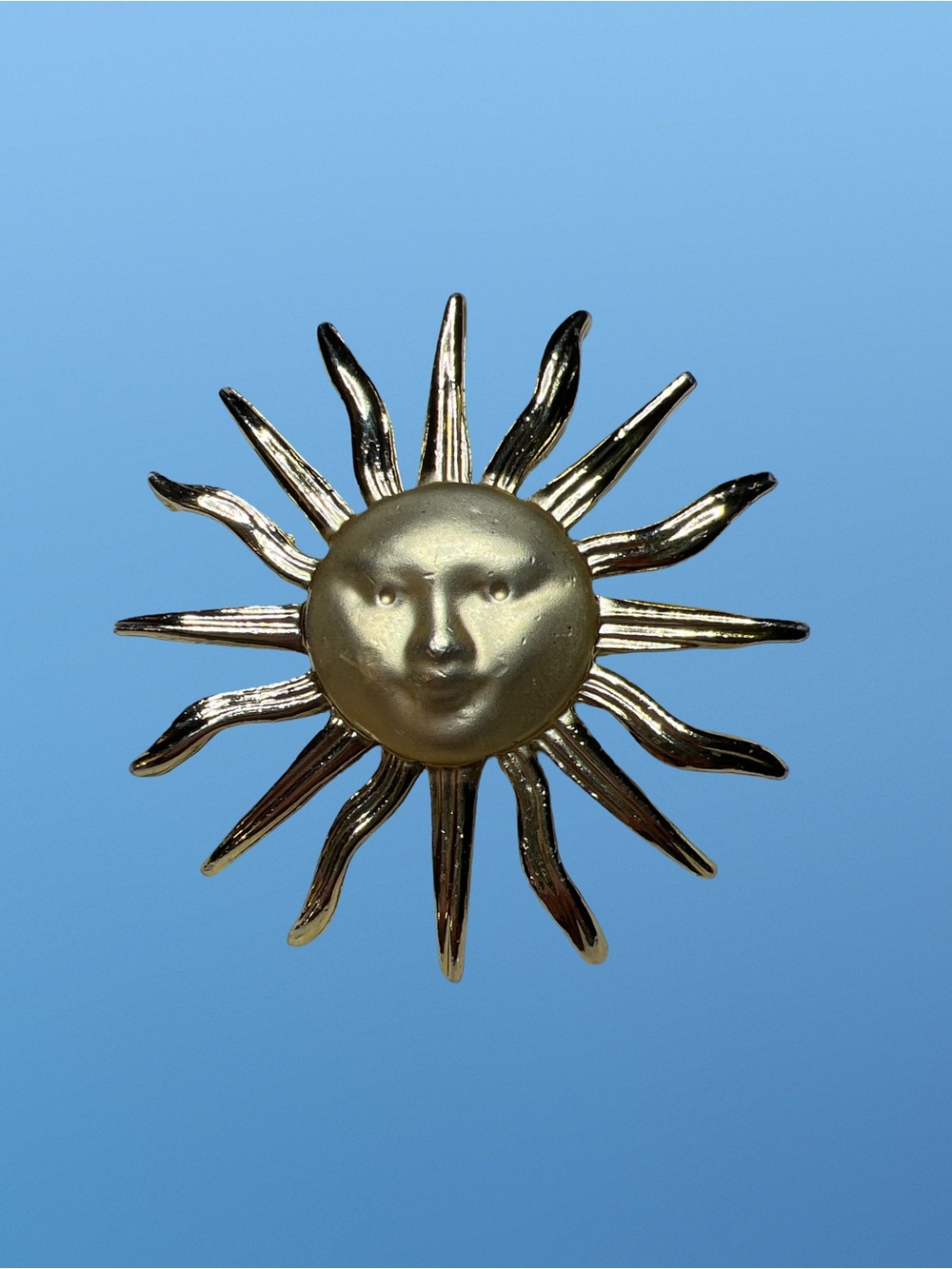Vintage Gold Tone Sun Brooch